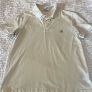 Cream Brooks Brothers Slim Fit Polo Shirt with Embroidered Logo